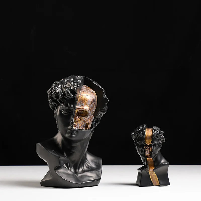 Afralia™ Golden Skeleton Abstract Resin Statue Home Decor Figure