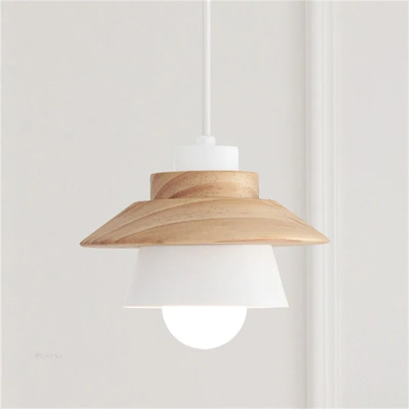 Afralia™ Modern Nordic Aluminium Wood Pendant Light Fixture Black White E27 Suspension Luminaire