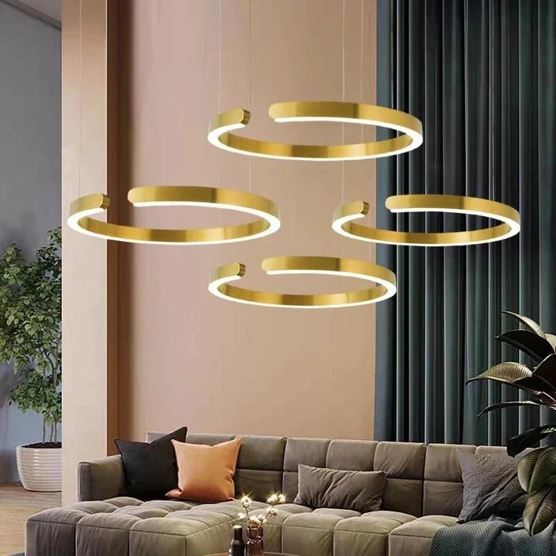 Afralia™ Stainless Steel Semicircle Chandelier for Modern Living Room & Dining Area