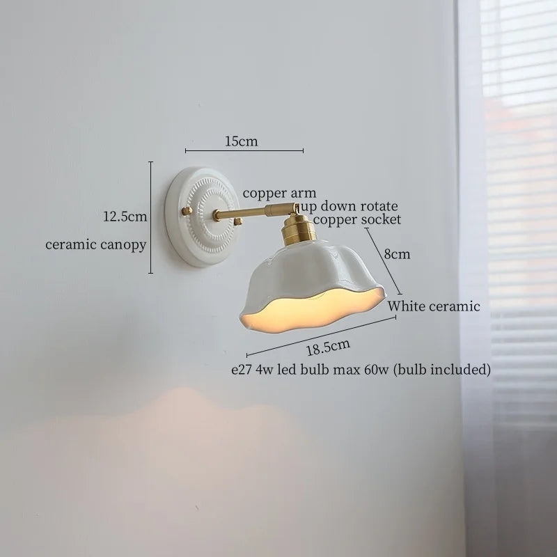 Afralia™ Ceramic LED Wall Sconce: Japanese Vintage Interior Wall Light