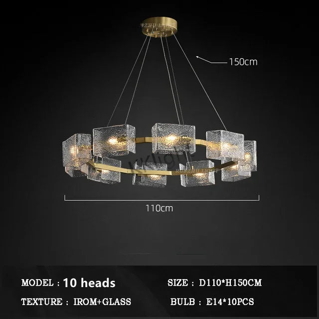 Afralia™ Water Ripples Glass Chandelier Light for Living Room Restaurant Bedroom Kitchen Island