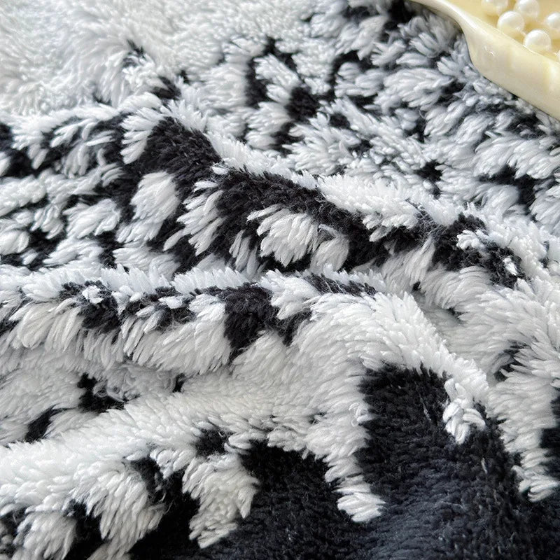 Afralia™ Snowflake Striped Cationic Jacquard Plush Blanket for Sofa, Office, Balcony - Warm Napping Shawl