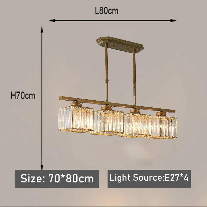 Afralia™ Nordic Modern Crystal Chandelier Three-Head Hanging Light for Living Room