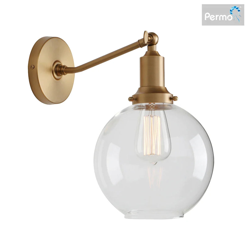 Afralia™ Industrial Vintage Wall Sconce with Clear Glass Shade Fixt