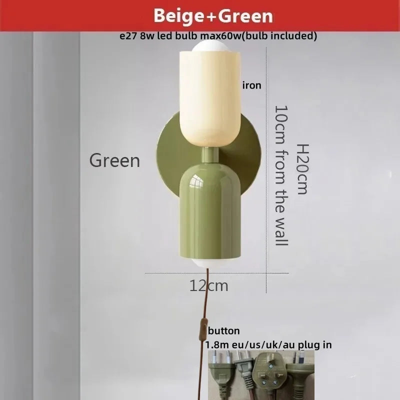 Afralia™ LED Wall Lights Colorful Iron Double Heads Modern Bedside Lamp