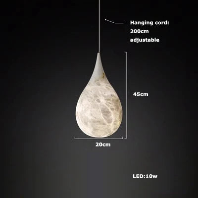 Afralia™ Luxe Gold LED Chandelier with Marble Pearl & Alabaster for Foyer Staircase Lighting