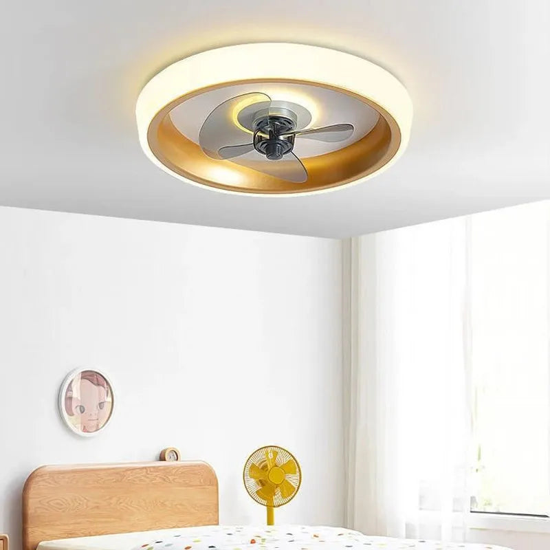 Afralia™ Modern Gold LED Ceiling Fan with Invisible Blades & Remote Control