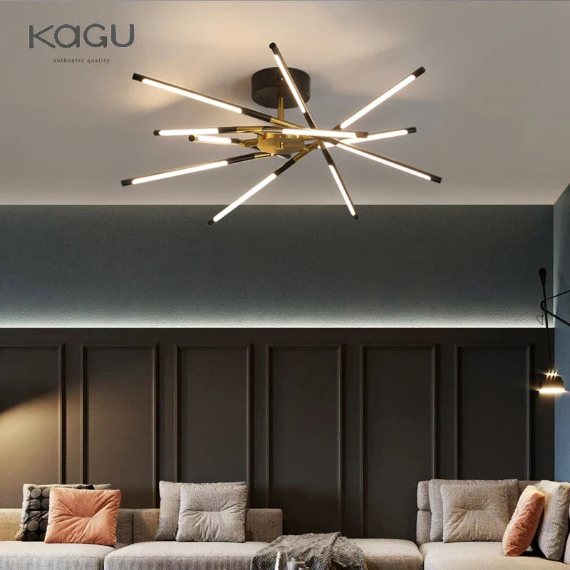 Afralia™ Black LED Ceiling Chandelier for Nordic Modern Home Decor