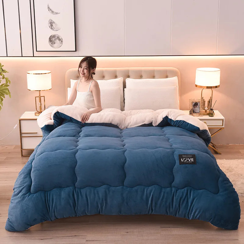 Afralia™ Milk Cashmere Lamb Wool Quilt: Soft & Warm Bedding for Winter, Spring, and Autumn.