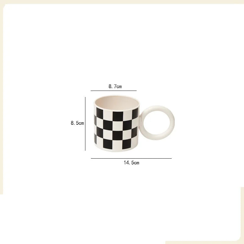 Afralia™ Modern Print Porcelain Mug with 300ml Capacity and Ring Handle