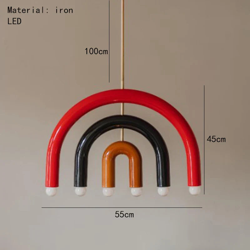 Afralia™ Rainbow LED Metal Chandelier Pendant Light for Bedroom Dining Room