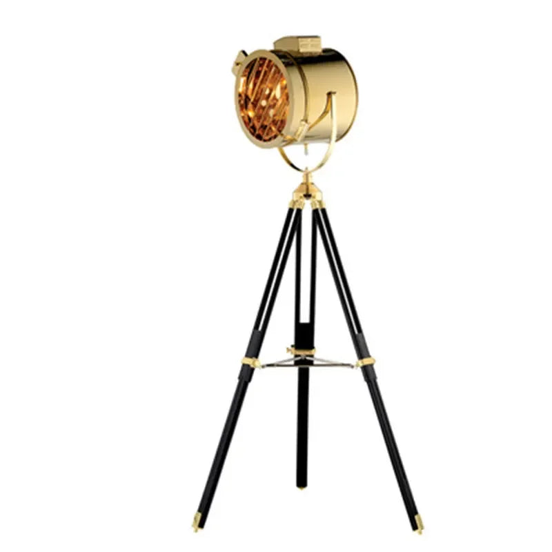 Afralia™ Studio Tripod Floor Lamp Sliver Gold Industrial Standing Lamp for Living Room Lighting