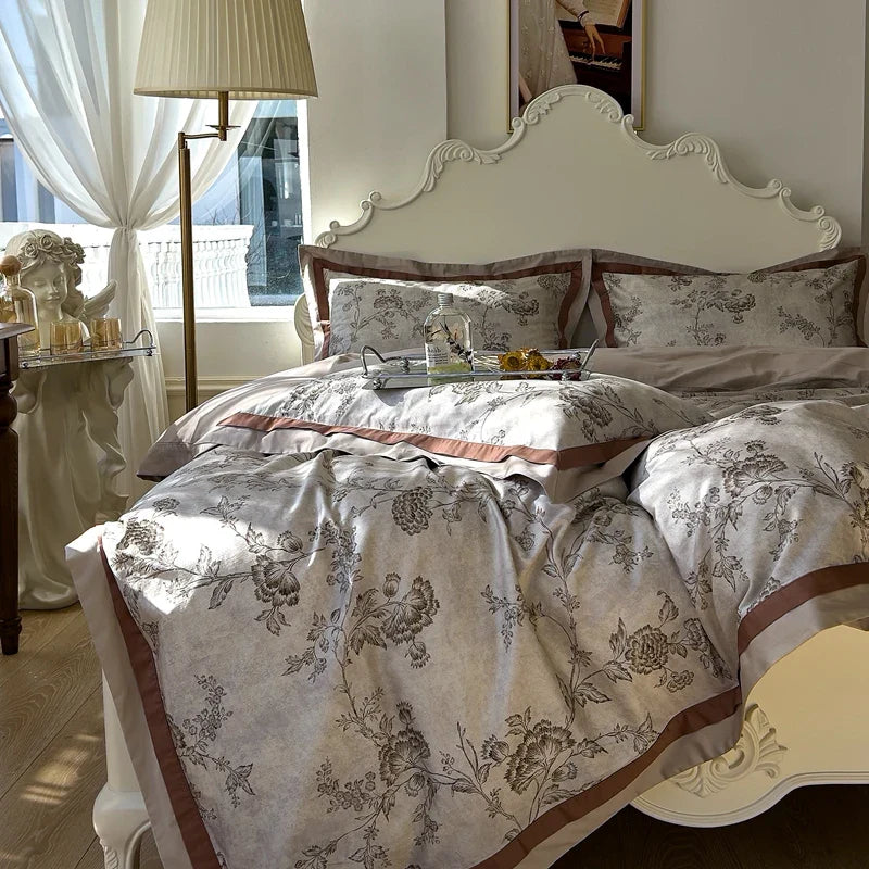 Afralia™ Vintage Style 1000TC Egyptian Cotton Bedding Set with Pastoral Print