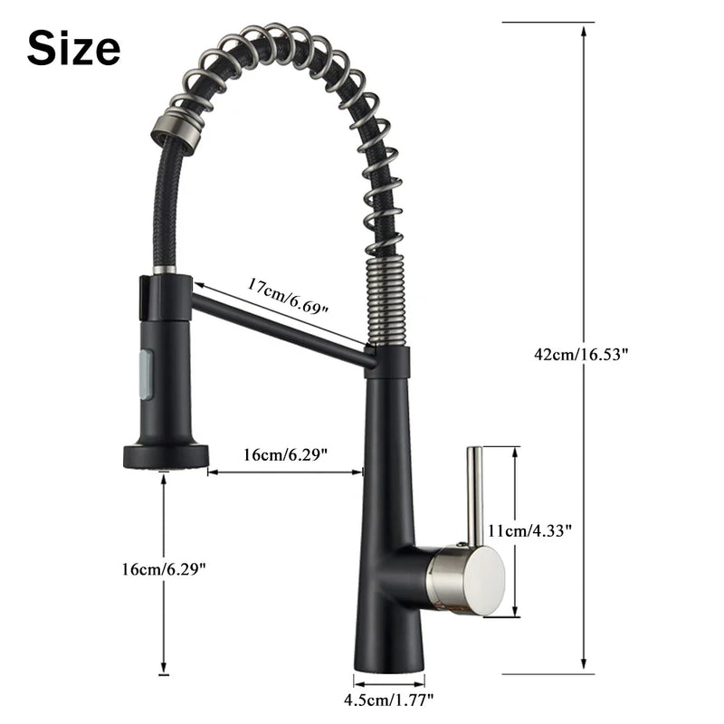 Afralia™ Black Gold Kitchen Faucet with Pull Down Sprayer