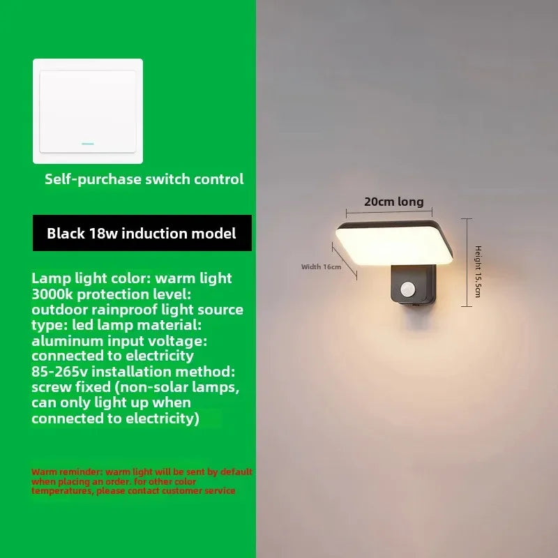 Afralia™ Modern Motion Sensor Porch Light - Waterproof Sconce for Exterior Wall, Balcony, Staircase