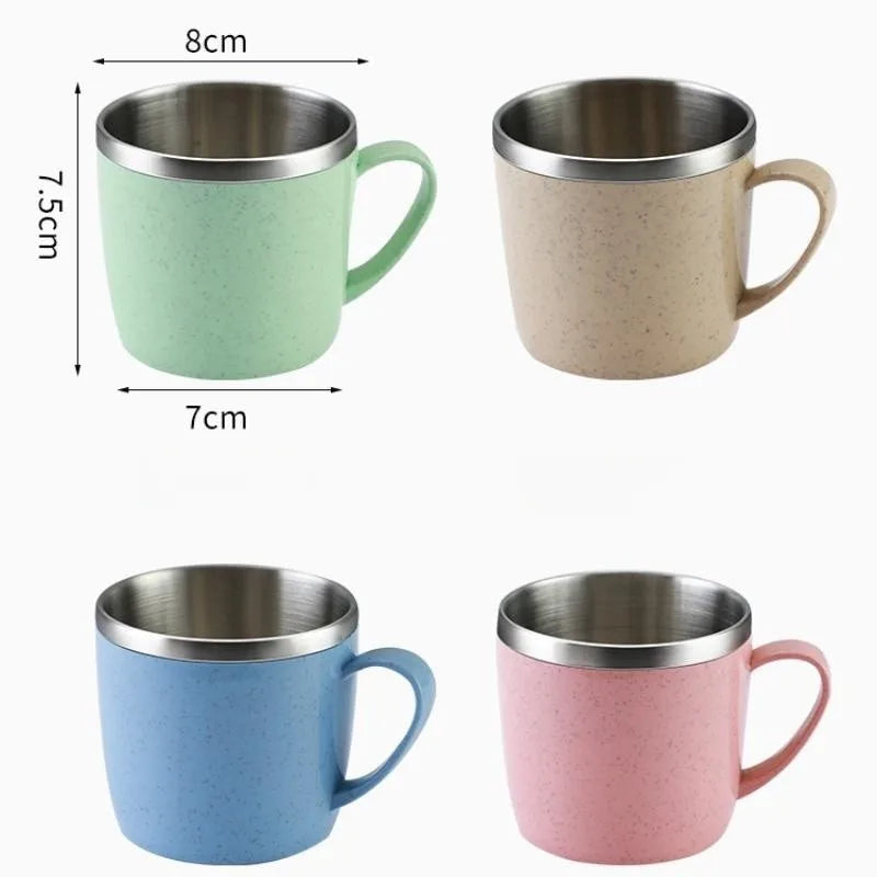 Afralia™ Stainless Steel Double Layer Coffee Milk Tea Cup