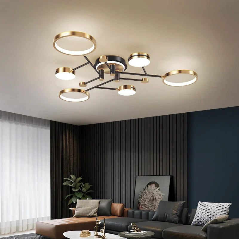 Afralia™ Gold/Black Pendant Light Chandelier for Living Room Dining Bedroom - Modern Nordic Ceiling Lamps
