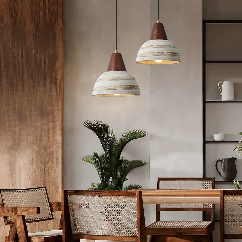 Afralia™ Ceramic Wood LED Hanging Pendant Light - Nordic Modern Design