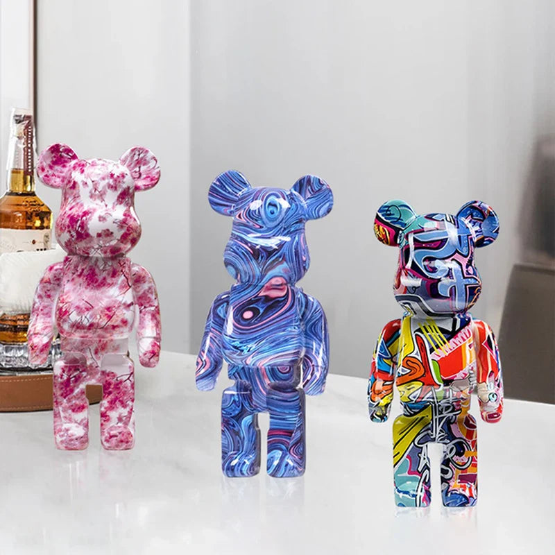 Afralia™ Graffiti Bear 27cm Figurine | Modern Home Decor Statue & Money Jar