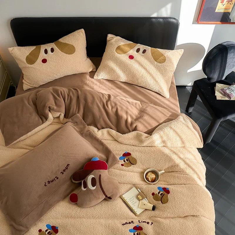 Afralia™ Winter Velvet Warmth Queen Bedding Set with Sheet and Pillowcase