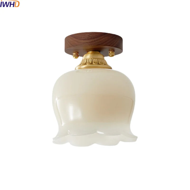 Afralia™ Walnut LED Ceiling Lamp Modern Indoor Lighting Fixture