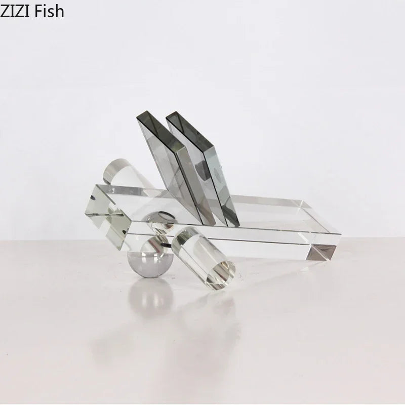 Afralia™ Geometric Crystal Ball Desk Ornament: Abstract Crafts Crystal Artwork for Aesthetic Room Decor