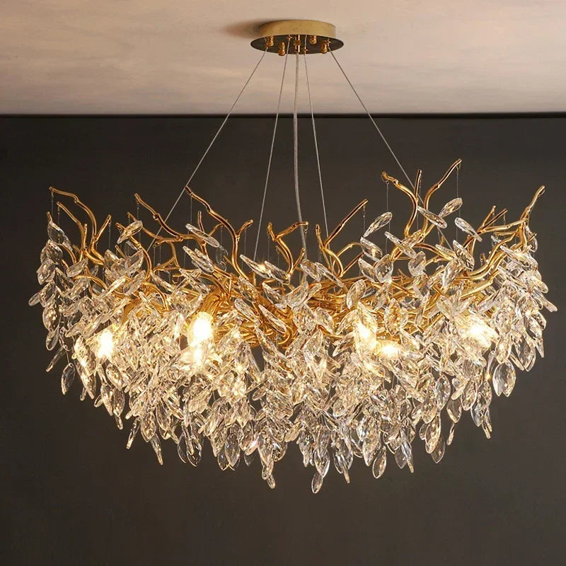 Afralia™ Crystal Ceiling Chandelier LED Pendant Lamp for Home Decor