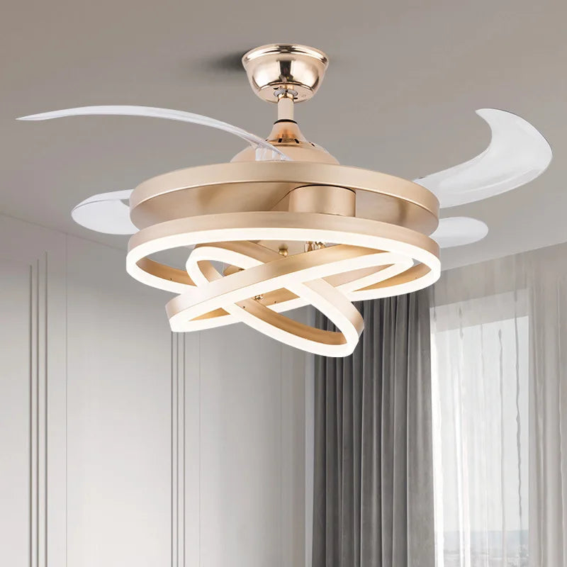 Afralia™ Postmodern Invisible Ceiling Fan Light with Adjustable LED, Reversible Fan Chandelier