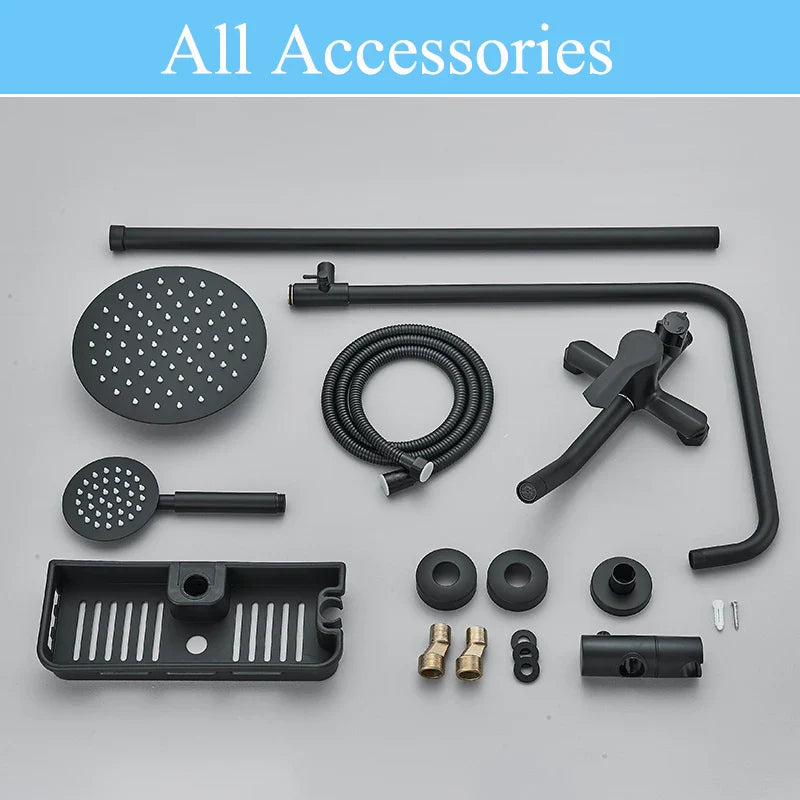 Afralia™ Round Rainfall Shower Faucet Set with Single Handle Wall Mount