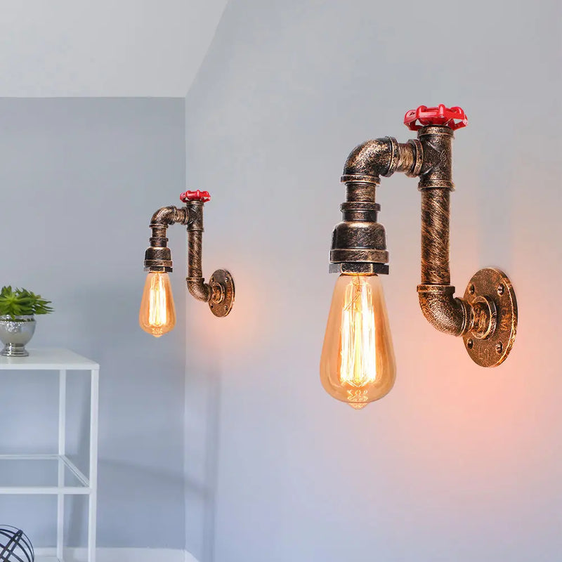 Afralia™ Vintage Industrial LED Water Pipe Wall Light for Home Cafe Bar Bedroom Decor