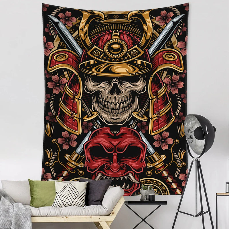 Afralia™ Viking Person Head Tapestry Psychedelic Wall Hanging for Bohemian Room Decor