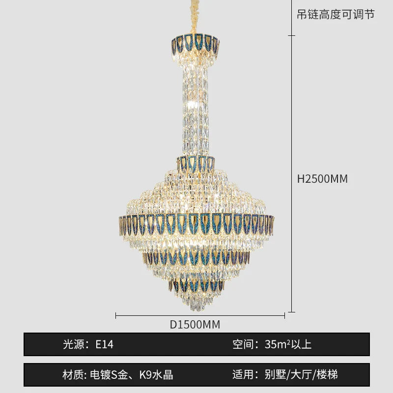 Afralia™ Crystal Chandelier for High-End Designer Duplex Living Room