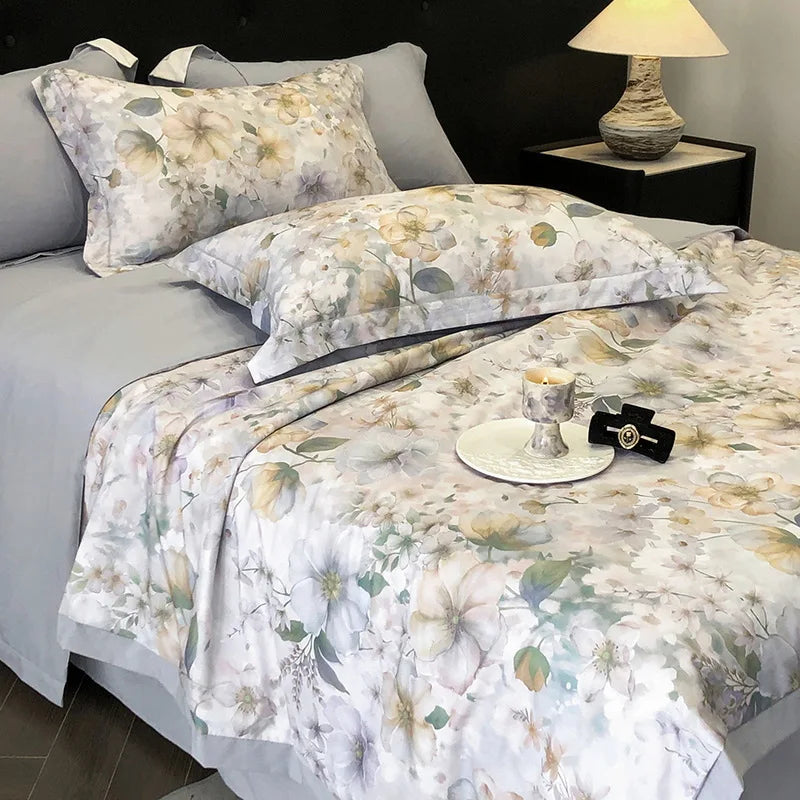 Afralia™ Summer Cool Quilt Set with Sheets Pillowcases - Ice Silk Chiffon Yarn Fabric