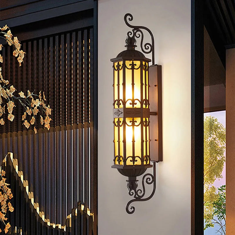 Afralia™ Outdoor  Vintage LED Wall Lamp for House Villa Gate Europe Retro Style