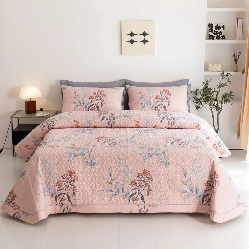 Afralia™ Cotton Quilted Bedspread Bed Cover Set for Queen King Double Bed