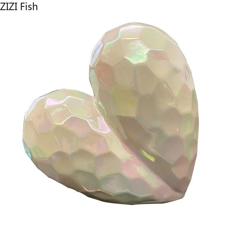 Afralia™ Golden Heart Ceramic Statue: Minimalist Modern Home Decor Ornament