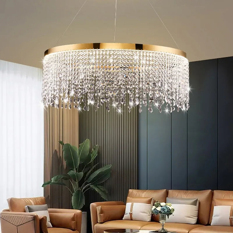 Afralia™ Crystal Ceiling Chandelier Light Fixture for Elegant Home Dining.