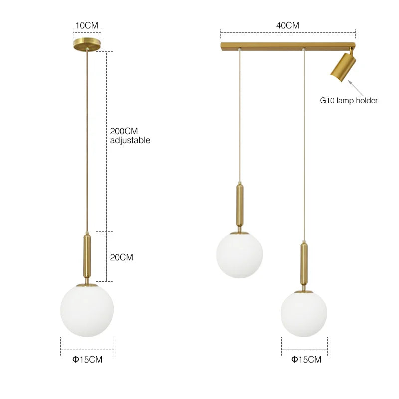 Afralia™ Nordic Glass Ball Chandelier for Dining Room Home Decor Pendant Light