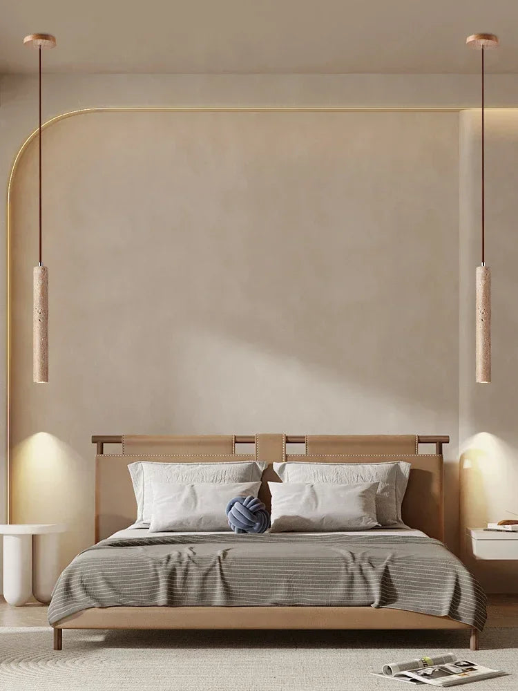 Afralia™ Travertine Stone Pendant Light for Bedroom Dining Kitchen