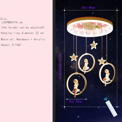 Afralia™ Cartoon Princess Kids Room Chandelier - Modern Decorative Lighting