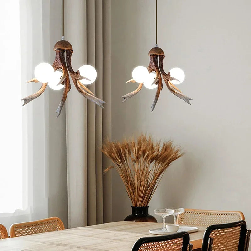 Afralia™ Nordic Antlers Chandelier for Restaurant Bar Cafe Homestay Wooden House Decor