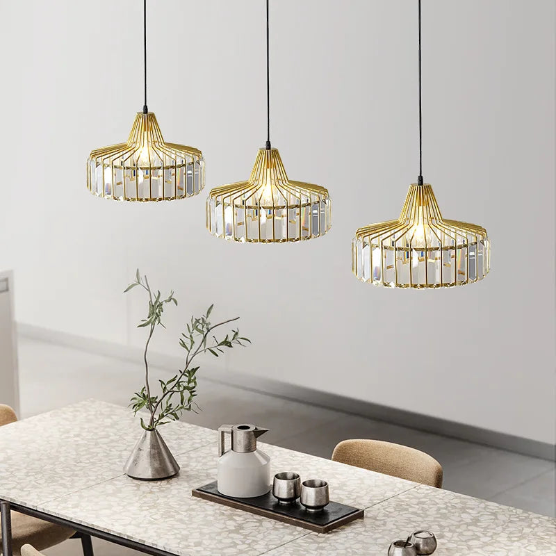 Afralia™ Modern Black Crystal Pendant Chandelier for Kitchen and Dining Room