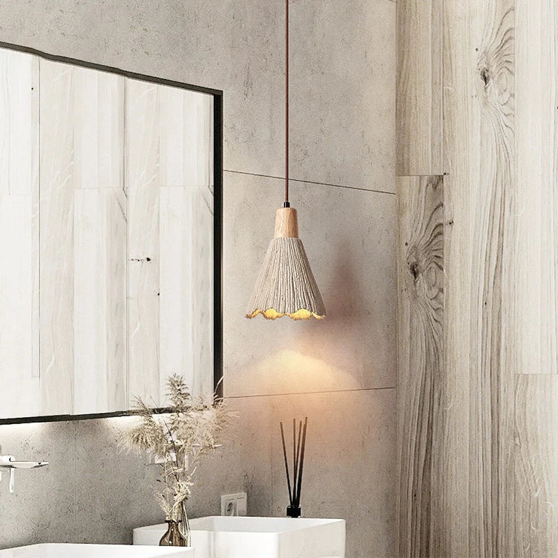 Afralia™ LED Cement Pendant Lamp Creamy Style Wabi-sabi E27