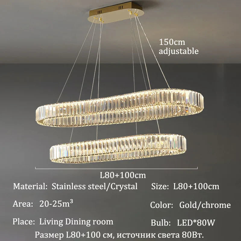 Afralia™ Luxury Crystal Pendant Lights for Home Dining Room Bar LED Chandelier Fixture
