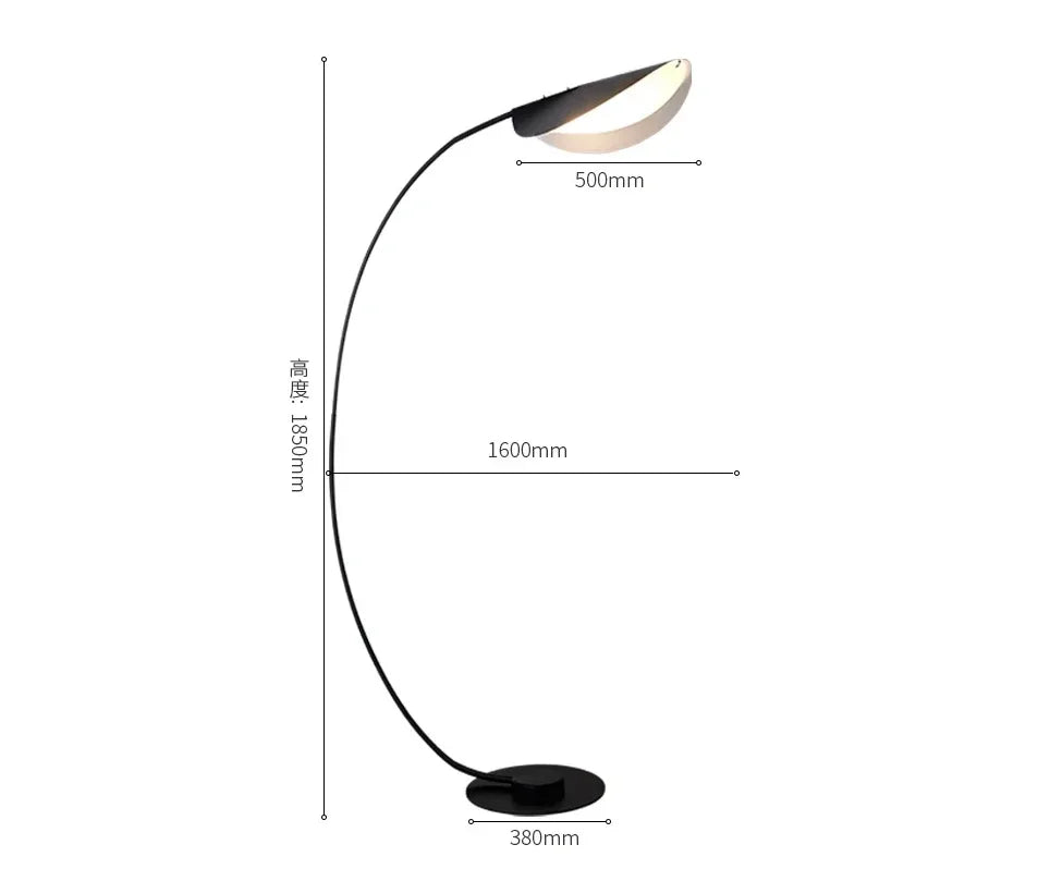 Afralia™ Parabola LED Floor Lamp - Black Standing Light for Living Room Bedroom Study