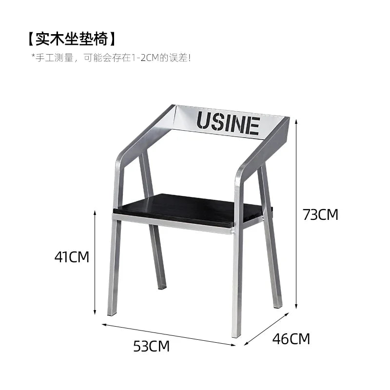Afralia™ Industrial Iron Art Solid Wood Dining Chair for Coffee Shop & Bar