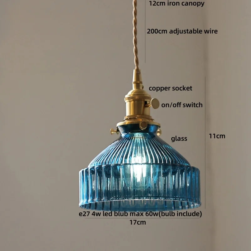 Afralia™ Amber Glass LED Pendant Light Fixture Modern Home Lighting Plafond Lamp