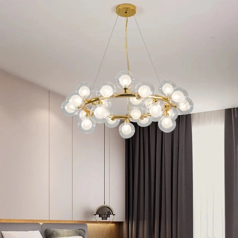 Afralia™ Molecular Glass Ball Chandelier with Magic Bean G4 LED Pendant Lights