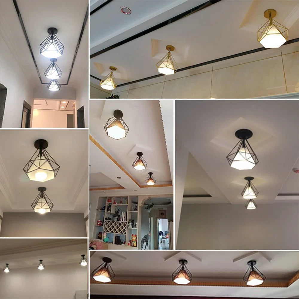 Afralia™ Retro LED Ceiling Light: Industrial Vintage Fixture for Bedroom, Porch, Aisle - E27 Metal Cage