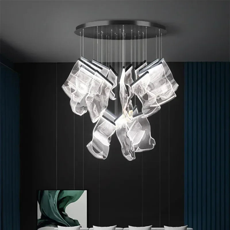 Afralia™ Modern Acrylic Leaf Dimmable LED Chandelier for Luxury Home Decor